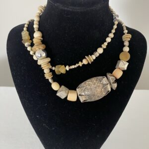 Silver Pineapple necklace by Naga By Nevara — sterling silver pineapple with white coral, sterling silver and magnesite, 88cm.