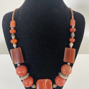 Tangerine Jasper necklace by Naga By Nevara — tangerine coral and sterling silver with stunning jasper, 70cm.